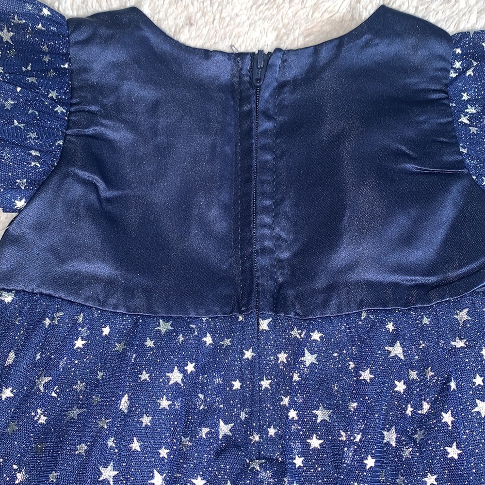 NWT Popatu Navy Blue Silver Stars Dress 12M Tulle Overlay - Picture 10 of 12